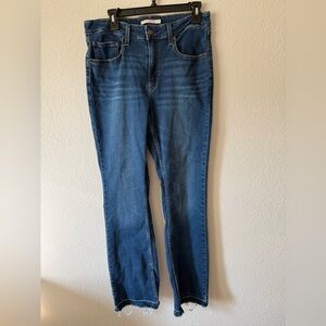 Levi’s 725 High Rise Bootcut Jeans Women’s 31 Custom Slit Frayed Hem Trendy
